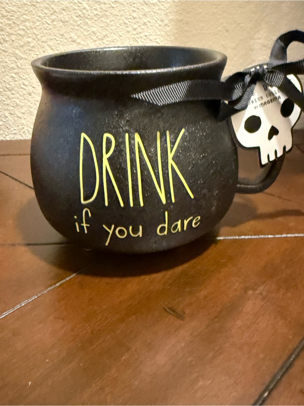 Rae Dunn Black Cauldron Ceramic Mug ‘DRINK if you dare’ NWT